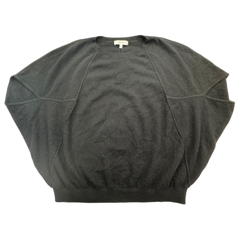 Milly Sweater Womens Small Black Cashmere Slouchy Pullover Crewneck New Tags